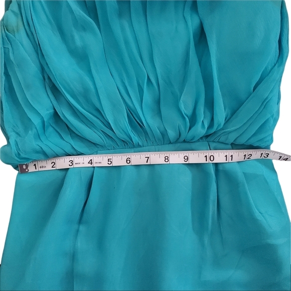 Vintage 50s Elinor Gay Turquoise Chiffon Cocktail Party Dress - Picture 6 of 10